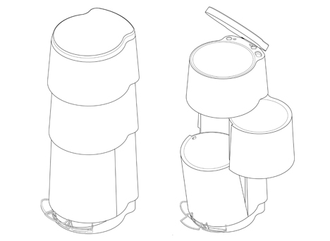 一个垃圾桶里有三个垃圾插图锦客设计服务-工业设计公司